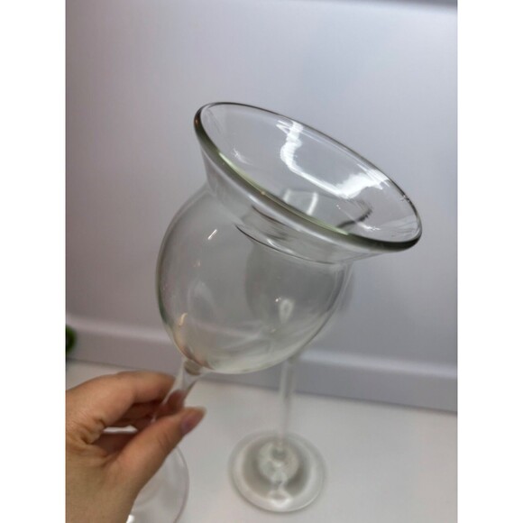 David Gruenig Hand Blown Wine/champagne CLEAR Glasses 1980 Signed 9” - Picture 4 of 7